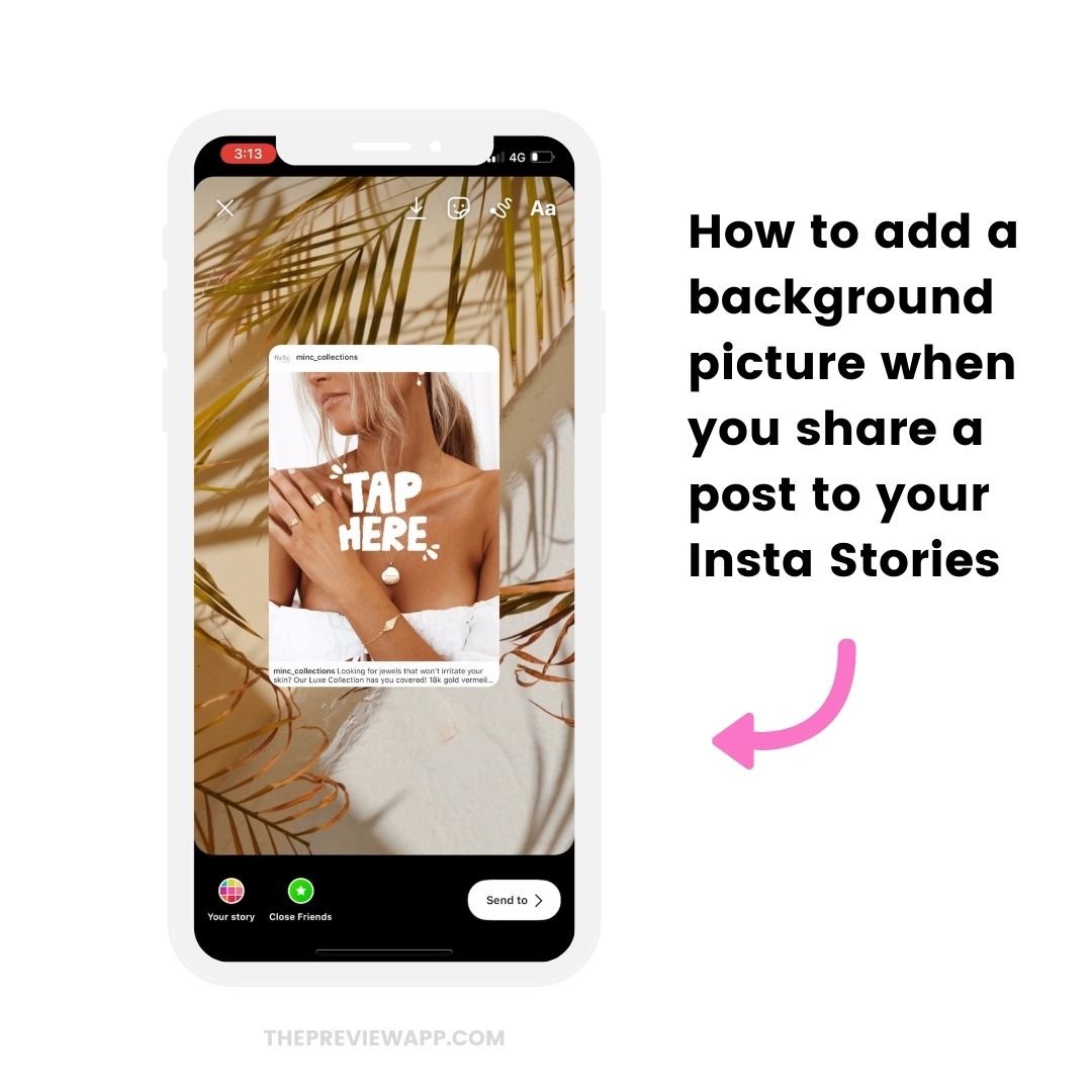 How to add a background photo when sharing feed post in your Instagram Story