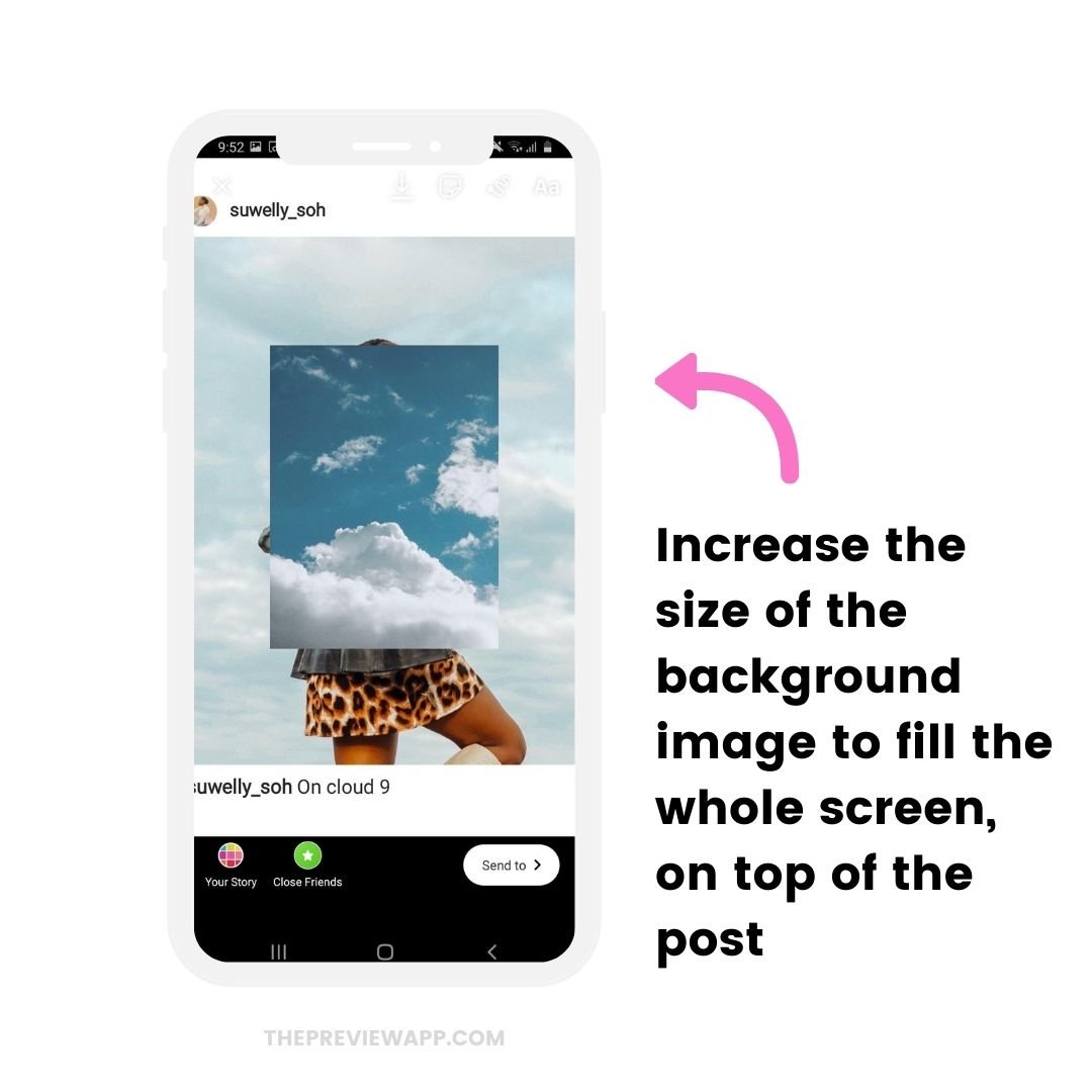 How to add a background photo when sharing feed post in your Instagram Story