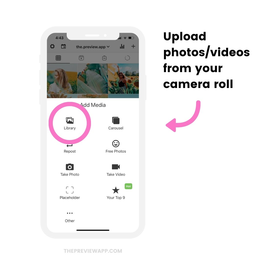 Library option to upload photos/videos to schedule automatically to Instagram