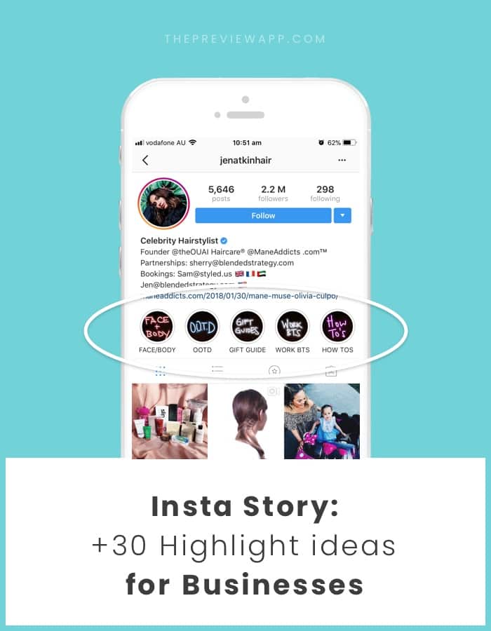 Insta Story Highlight ideas for business