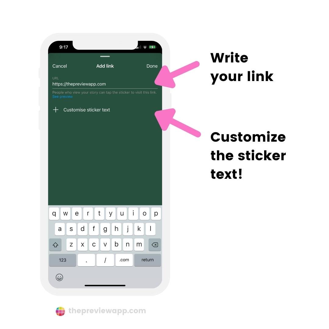 link sticker text