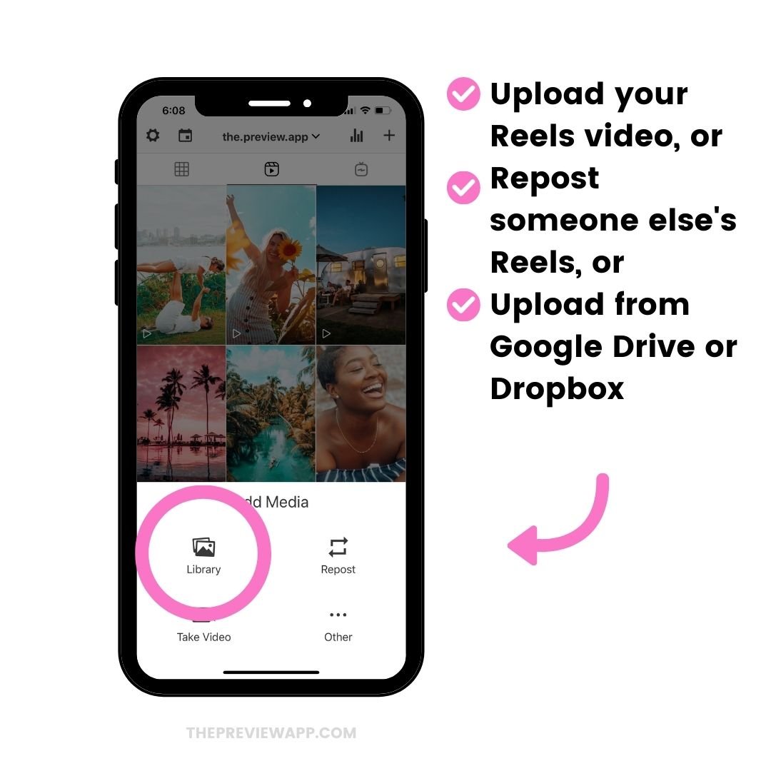 How to upload Instagram Reels video in Preview App