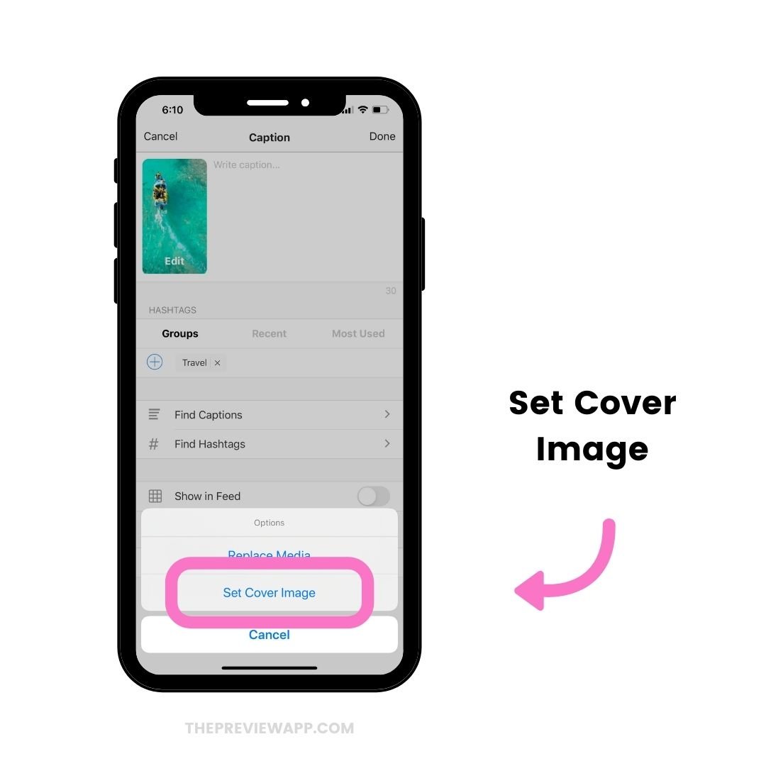 Set Instagram Reels Cover image in Preview App